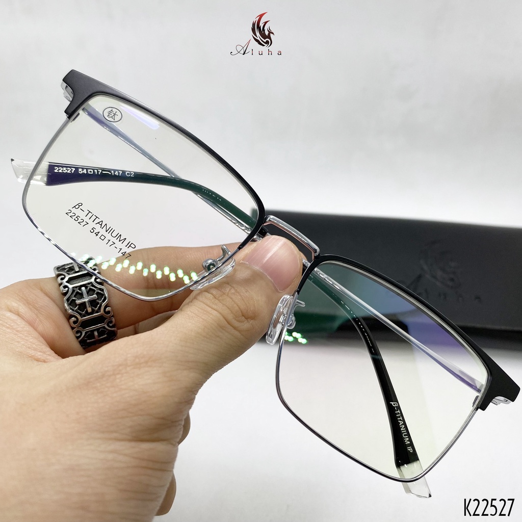 Gọng kính Titan tinh khiết cao cấp siêu nhẹ siêu bền siêu dẻo - K22527 - Aluha