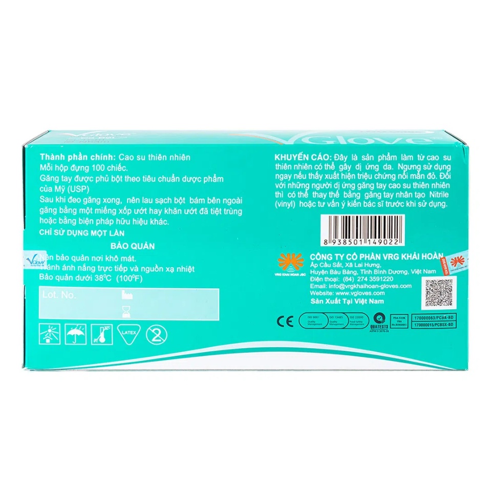 ✅ VGLOVE HỘP 100 CHIẾC - Găng tay cao su y tế màu trắng có bột hoặc không bột, Cao su thiên nhiên, chưa tiệt trùng