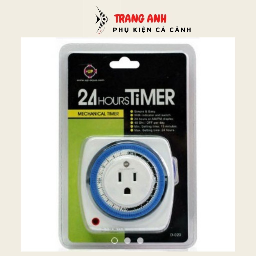 Ổ cắm hẹn giờ cơ Timer Up Aqua, Đồng hồ hẹn giờ bật tắt đèn tự động chuyên dùng cho hồ cá thủy sinh