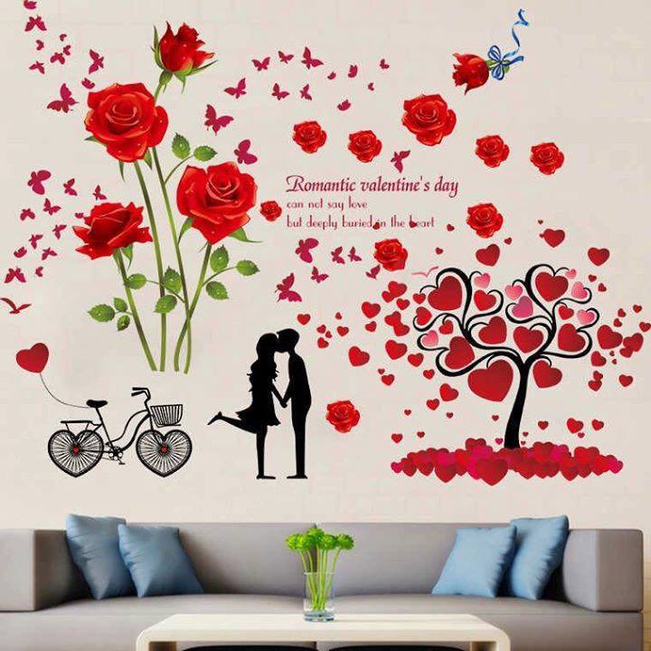 Decal tranh lãng mạn dán tường phòng ngủ, phòng cưới 3 AmyShop