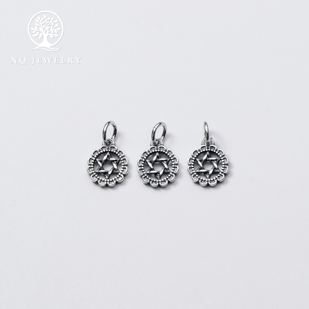 Charm bạc tròn ngôi sao treo - NQ Jewelry