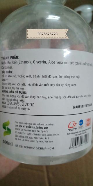 NƯỚC RỬA TAY KHÔ KOSMO 500ml tiện dụng hàng chuẩn