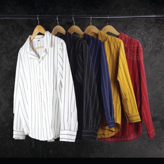 Áo sơ mi lụa dài tay kẻ sọc cổ Vest nam nữ unisex đôi cặp mịn siêu mát kiểu style Hàn Quốc giá rẻ BTS [MỚI] (7 màu)