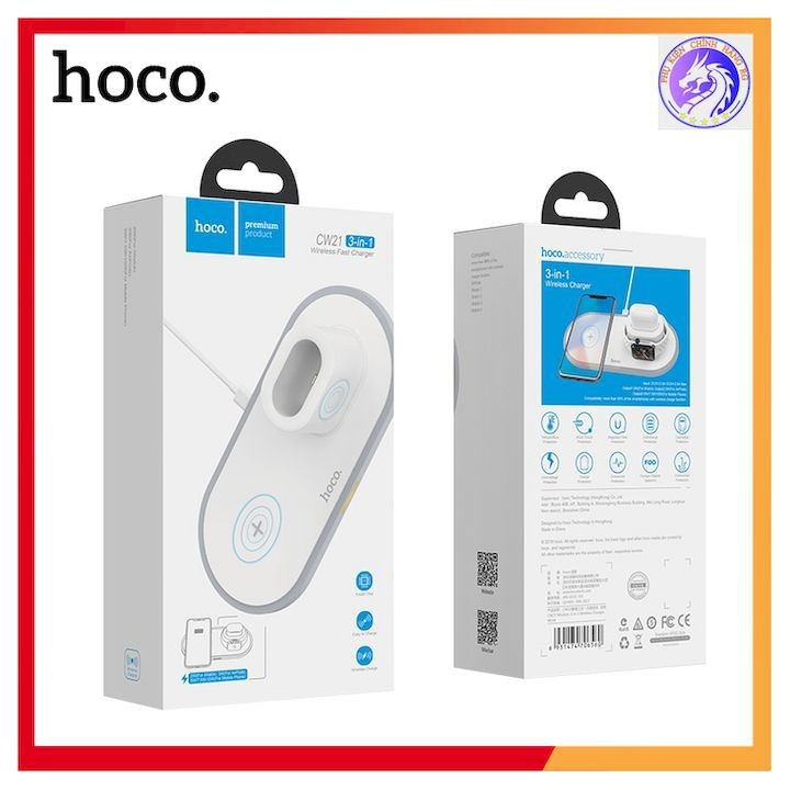 Đế Sạc Không Dây Hoco CW21 3 in 1 Chính Hãng smartphone&amp; Apple Watch &amp; Airpod