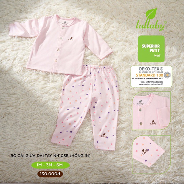 Bộ dài tay cài giữa petit Lullaby