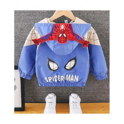 Áo khoác gió cho bé trai 2 lớp nhện Spiderman  từ 1 đến 5 tuổi chống mưa tránh rét