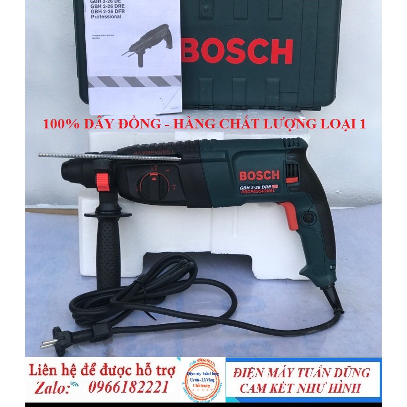 Máy khoan bê tông 2-26 100% dây đồng 3 chức năng tem chữ nổi cao cấp