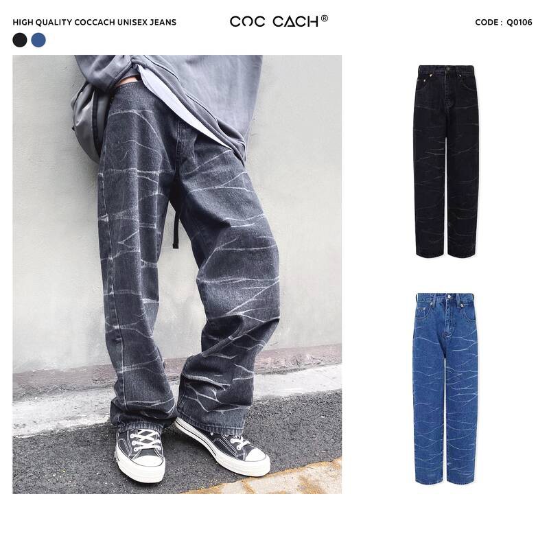Quần jeans nam nữ hoạ tiết Q0106 by COCCACH
