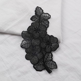 1 miếng vải ren thêu hoa màu đen tan trong nước 20 * 11cm