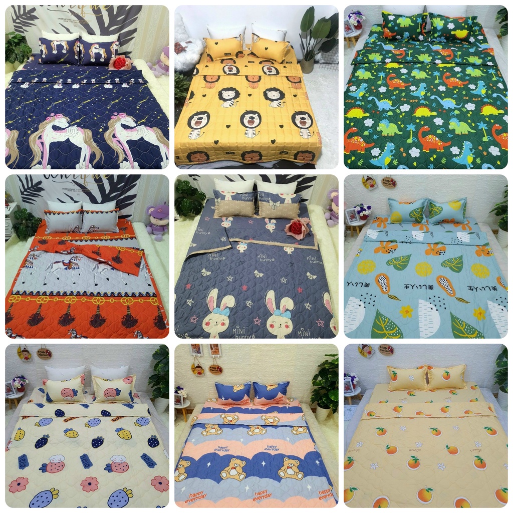 Bộ Chăn Ga Gối Hè 5 Món Cotton Polly Ga Trải Giường Chăn Ga Gối 5 Món Đủ Kích Thước Mẫu Mới Nhất 2022