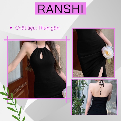 [HÀNG LOẠI 1] Đầm Cổ Yếm Hở Lưng RANSHI Đi Tiệc Sang Trọng, Váy Body Xẻ Tà Sexy Siêu Tôn Dáng Chất Dày Dặn - RBD017