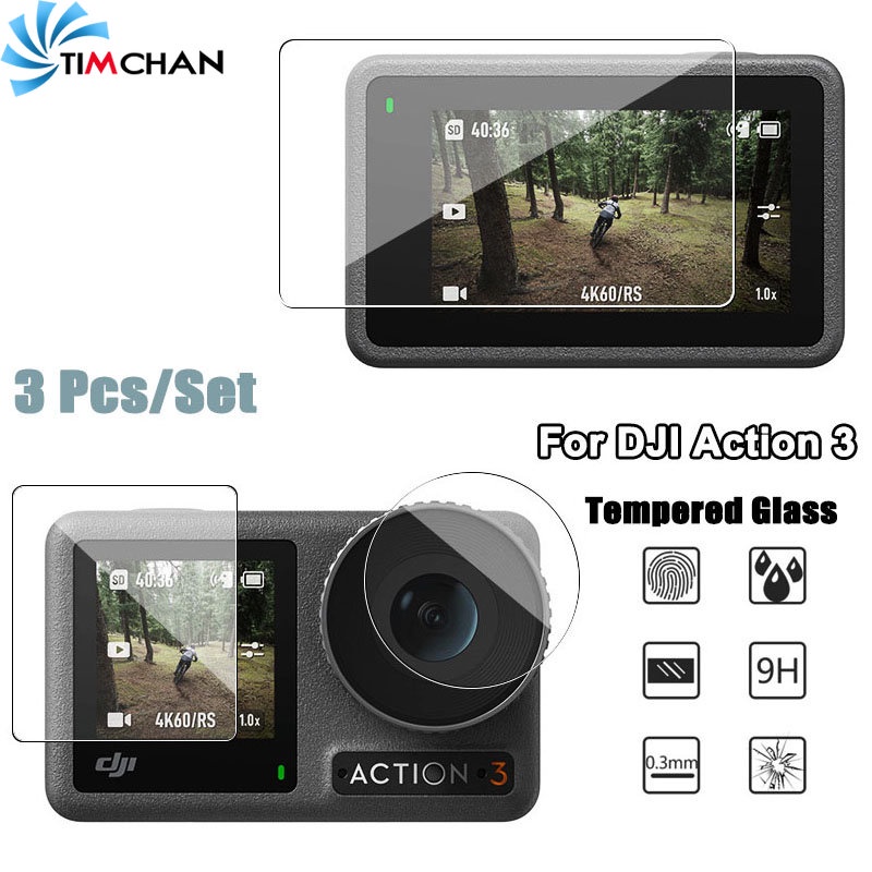 Kính Cường Lực HD Bảo Vệ Camera Trước Sau Chống Trầy Xước Chống Dấu Vân Tay Cho Thể Thao DJI Action 3