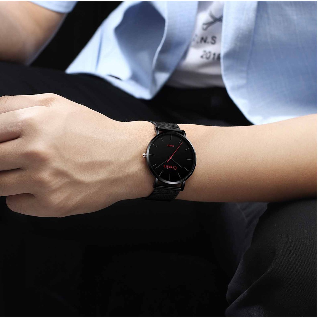 Đồng hồ nam chính chãng Crnaira CR04 dây thép nhuyễn cực đẹp, mỏng chỉ 7mm, lịch lãm, phong cách