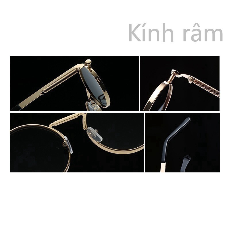 Kính mát tròn gọng kim loại chống nắng UV400 cho nam