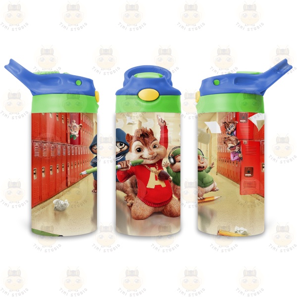 Bình Uống Nước Giữ Nhiệt Cho Bé Có Ống Hút Hình Chipmunk - Tỉ Mỉ Studio - Mã 2608KT01