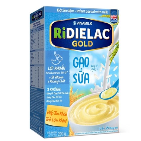 Bột ăn dặm Vinamilk Ridielac Gold gạo sữa hộp 200g (6 - 24 tháng)