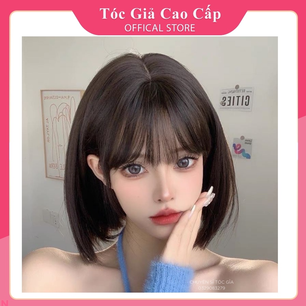 Tóc giả nguyên đầu ngắn nữ đẹp ❤️FREESHIP❤️ cả đầu vic thẳng - mã d3030