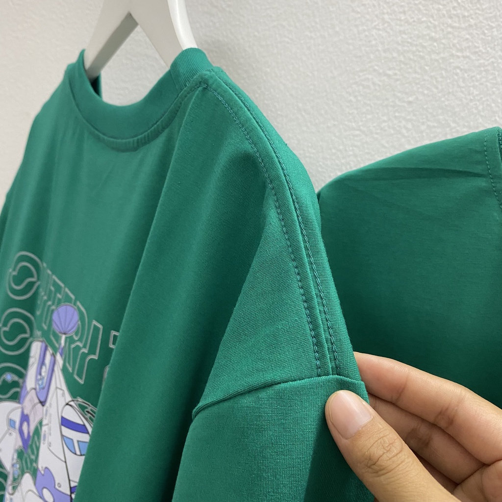 Áo thun tay lỡ OUTERITY SPACE XANH LÁ ĐẬM TO KKIMSHOP , Áo thun unisex nam nữ form rộng oversize chất liệu Cotton Thái