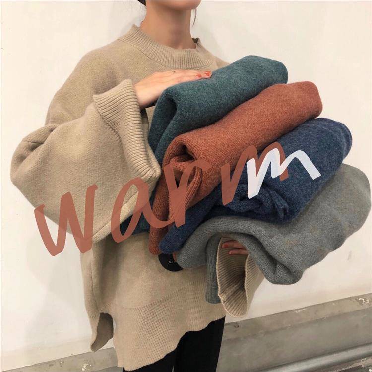 Áo Khoác Sweater Chui Đầu Dáng Rộng Dài Kiểu Hàn Quốc Thời Trang 2020 Cho Nữ