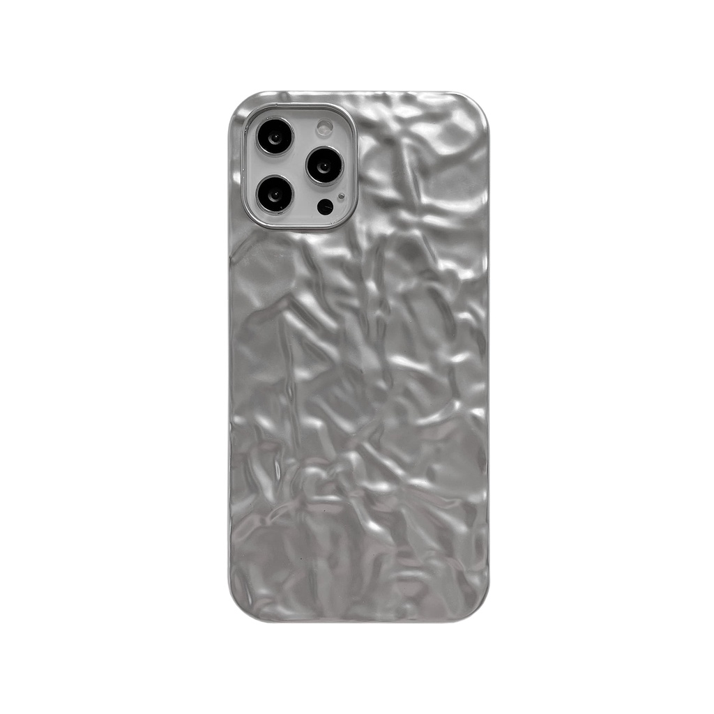 Ốp Điện Thoại Lá Thiếc Chống Sốc Màu Bạc Thời Trang Cho iPhone 14 / 13 / 12 / 11 / X / 8 / 7P