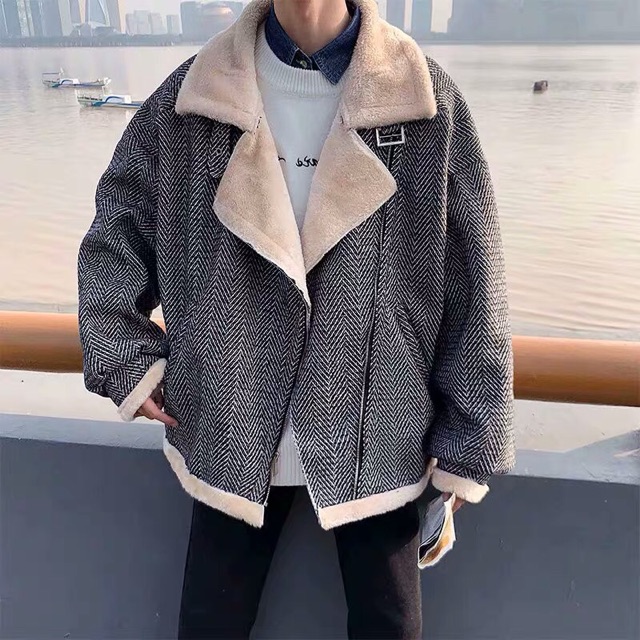 Áo khoác dạ lót lông khoá chéo Oversize Ulzzang siêu chất ❤️