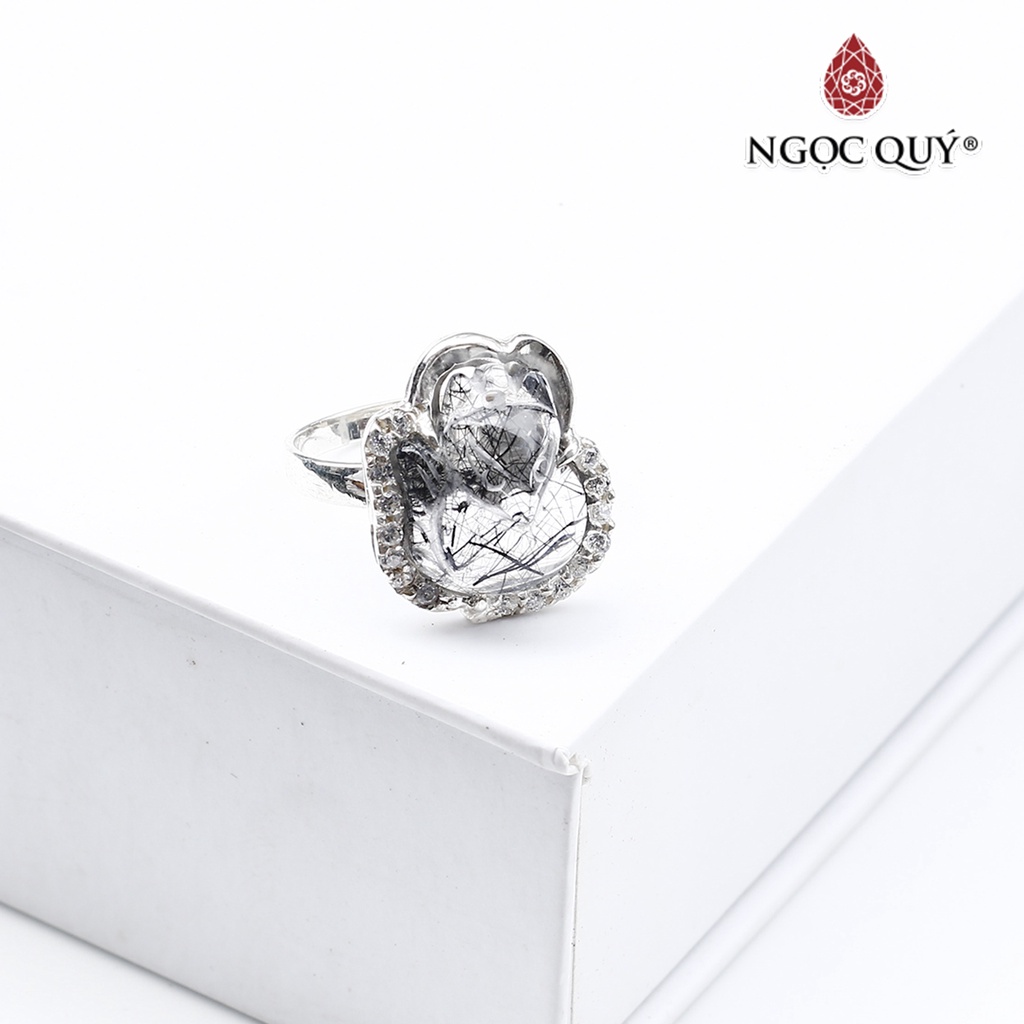 Nhẫn bạc hồ ly TA tóc đen - Ngọc Quý
