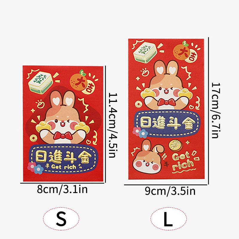 Set 6 Bao Lì Xì Đỏ Hình Thỏ Năm Mới 2023