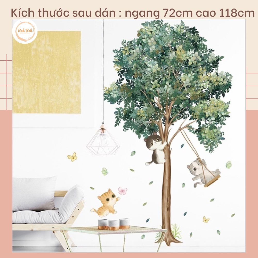 Decal dán tường cây xanh A59 phong cách Bắc Âu