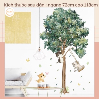 Decal dán tường cây xanh A59 phong cách Bắc Âu