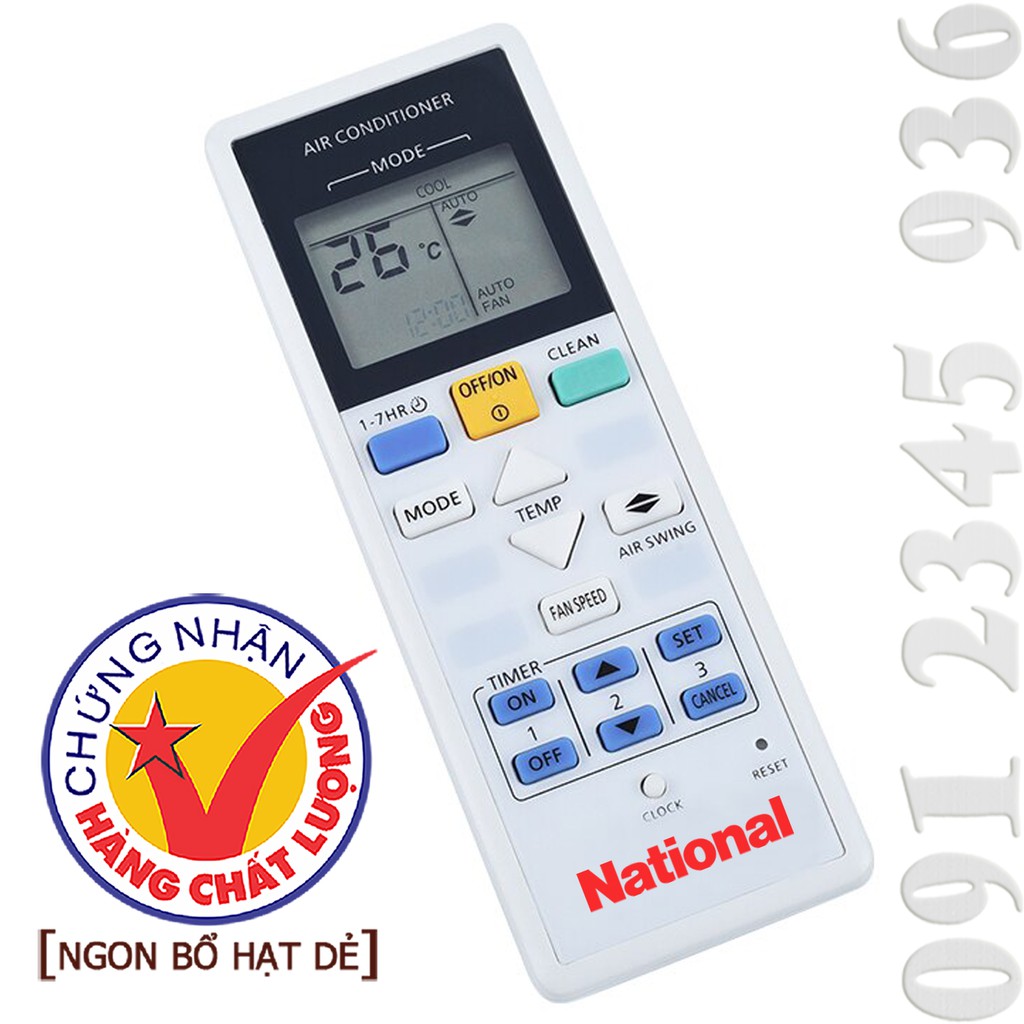 Remote Điều khiển Điều hòa Máy lạnh National &quot;HÀNG ĐẸP&quot;. (Mẫu số 2)