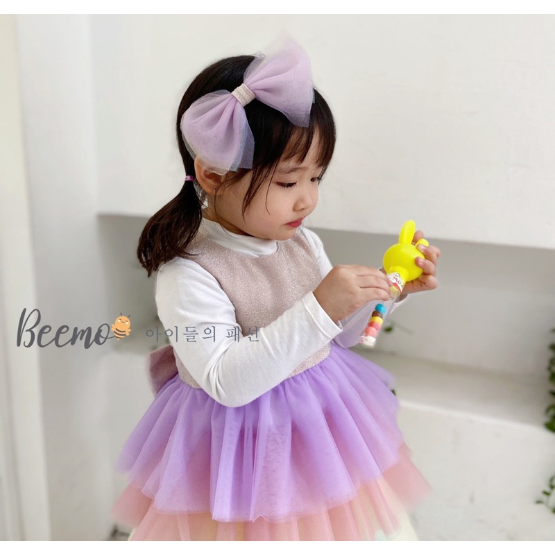 Váy kim tuyến phối ren kèm bờm 80-130