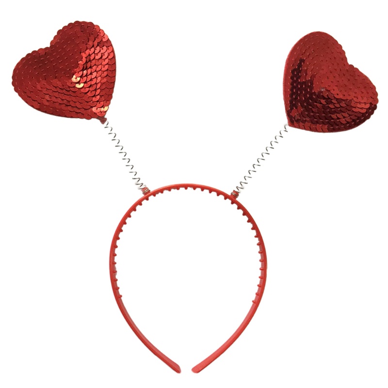 Flgo Băng Đô Cài Tóc Đính Kim Sa Hình Trái Tim Đỏ Cho Lễ Tình Nhân