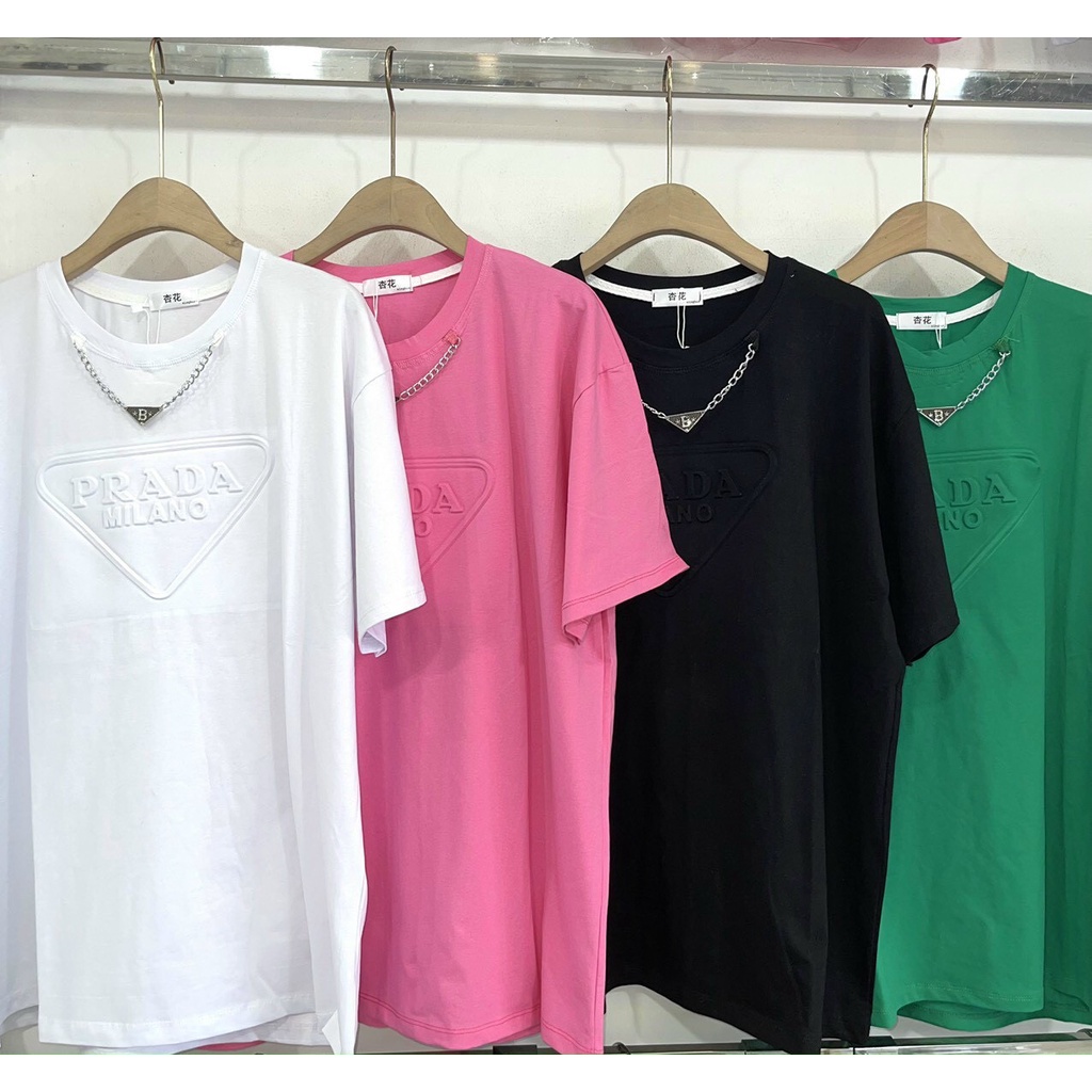 áo phông PRADA , LV , GC chữ nổi full màu