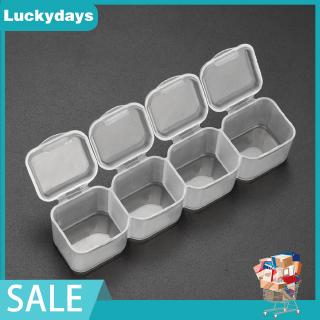 4 Grids Transparent Plastic Box Pill Beads Jewelry Storage Cases Organizer