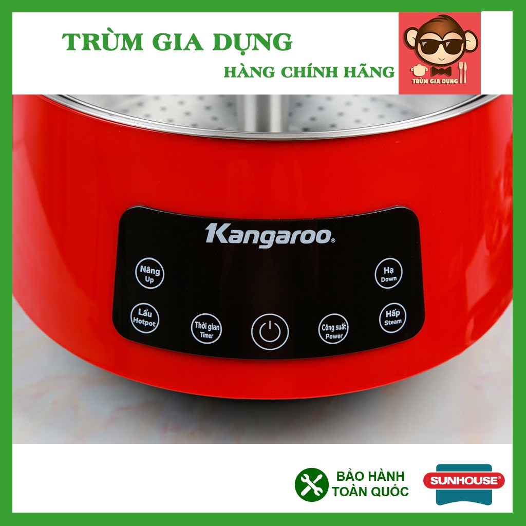 Nồi lẩu điện, nồi lẩu thang máy Kangaroo KG278 5 Lít, công suất 1800w, đa chức năng nấu lẩu, chiên, xào, hấp.