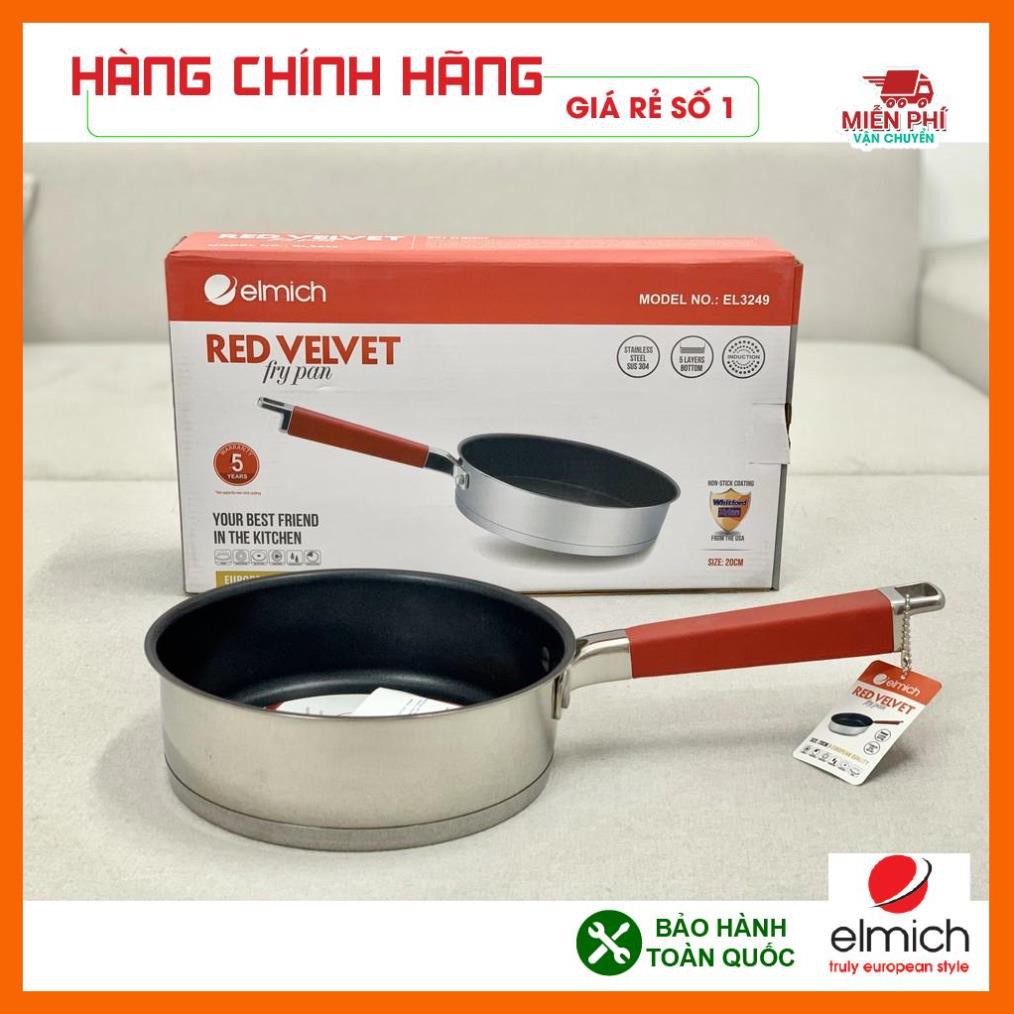 CHẢO CHỐNG DÍNH ELMICH INOX 304 RED VELVET 26CM EL3251, CHẢO ELMICH CHỐNG DÍNH BẾP TỪ 26CM