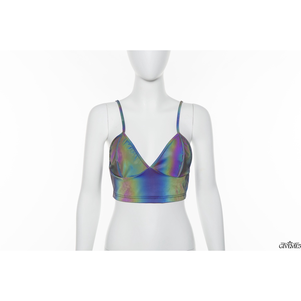 Áo croptop hai dây cổ v họa tiết nhiều màu sắc thời trang quyến rũ cho nữ