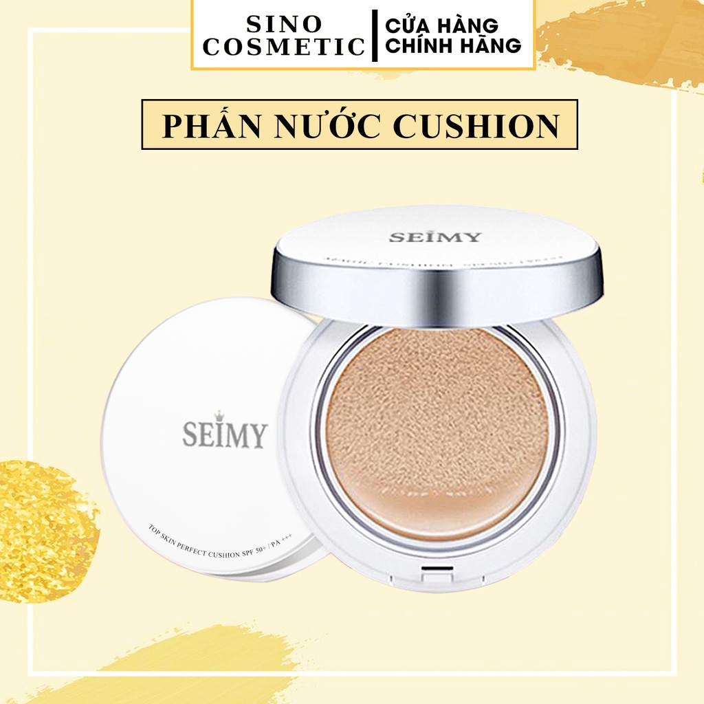 Phấn nước SEIMY Top Skin Perfect Cushion che khuyết điểm, kháng nước, lâu trôi, dưỡng trắng da SPF 50+
