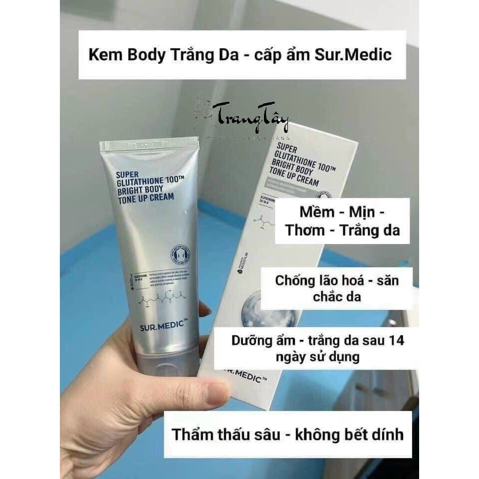 Kem Dưỡng Trắng Da Toàn Thân Sur Medic Super Glutathione 100 Bright BODY Tone Up Cream - SUR.MEDIC