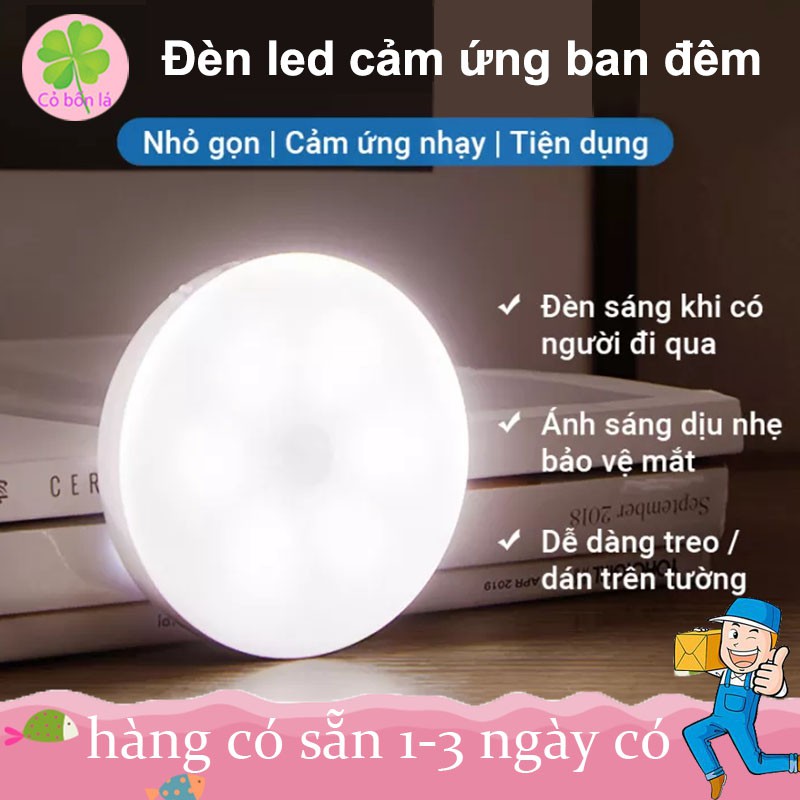 Đèn led cảm ứng, đèn cảm biến tự động thông minh không dây dùng pin sạc dán tủ quần áo, cầu thang, phòng ngủ