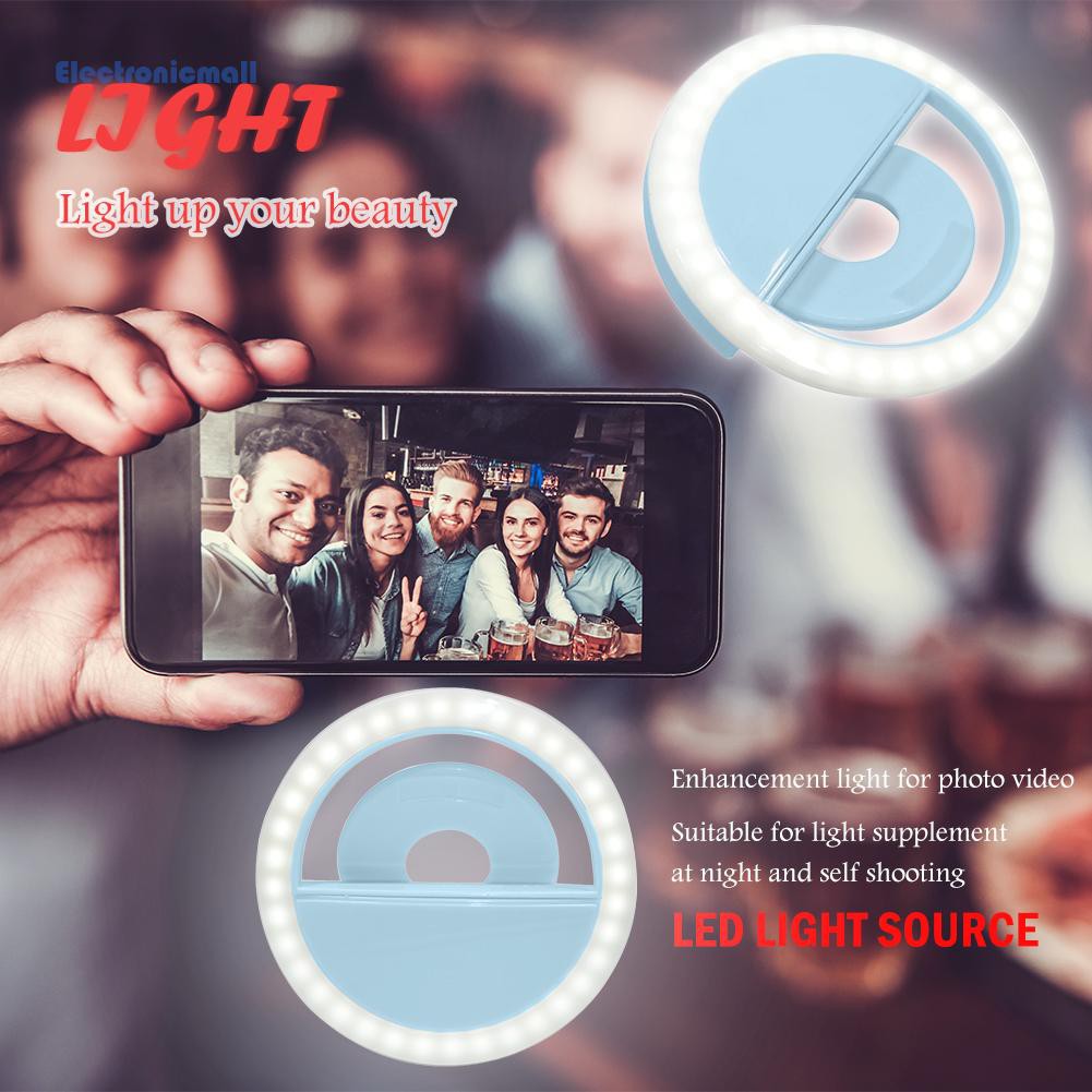 ElectronicMall01 USB Rechargeable LED Selfie Ring Light for iPhone Supplementary Lighting Portable Selfie Enhancing Fill