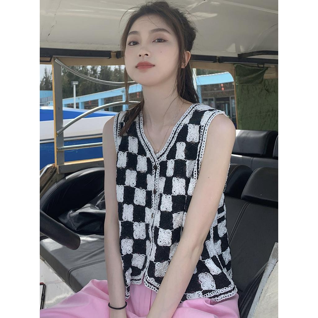 Áo Khoác Cardigan Không Tay Màu Đen Thời Trang 63651