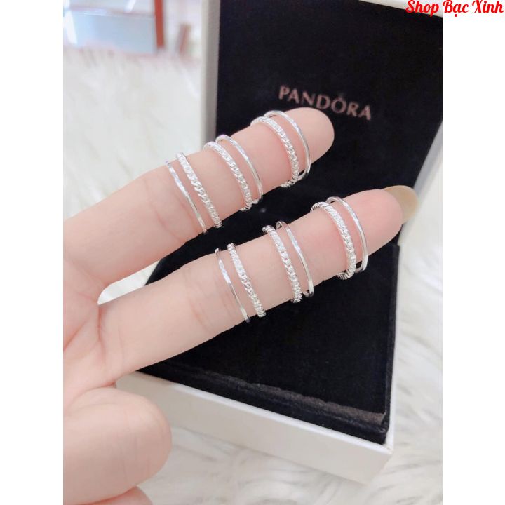 Nhẫn 2 tầng, có 1 hàng đá.nhẫn bạc nữ nhẹ nhàng cá tính bạc ta