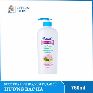 Nước rửa bình sữa, núm ty & rau củ Pureen hương Bạc Hà