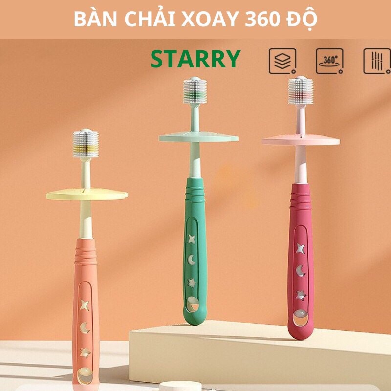 Bàn chải đánh răng xoay 360 độ siêu mềm cho bé