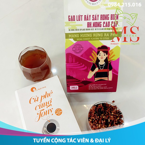 [Hữu cơ organic] Gạo lứt sấy rong biển ăn liền cho người theo chế độ thực dưỡng, giảm cân Bh.nong, hộp 200 gam