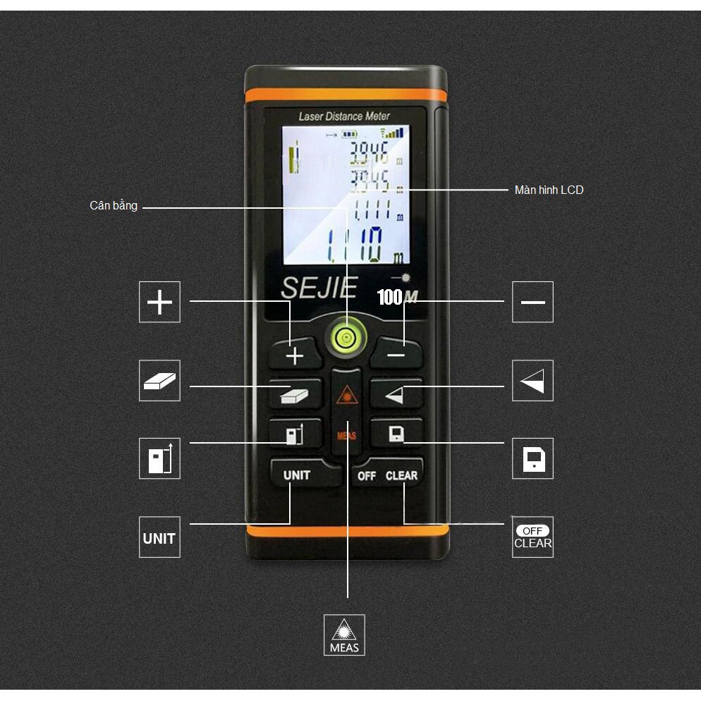 Thước đo khoảng cách bằng tia laser SEJIE phạm vi 100m