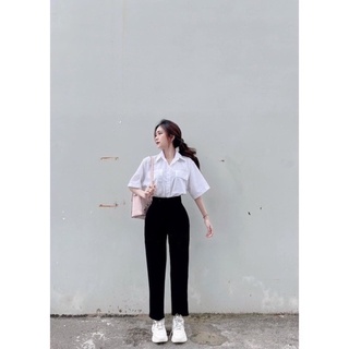 Quần tây baggy học sinh basic cạp cao