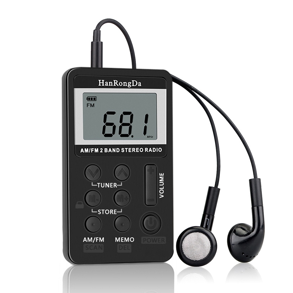 Radio Kỹ Thuật Số HanrongDa HRD-103 AM FM 2 Băng Tần Nhỏ Gọn Bỏ Túi Có Màn Hình LCD Và Dây Sạc Pin