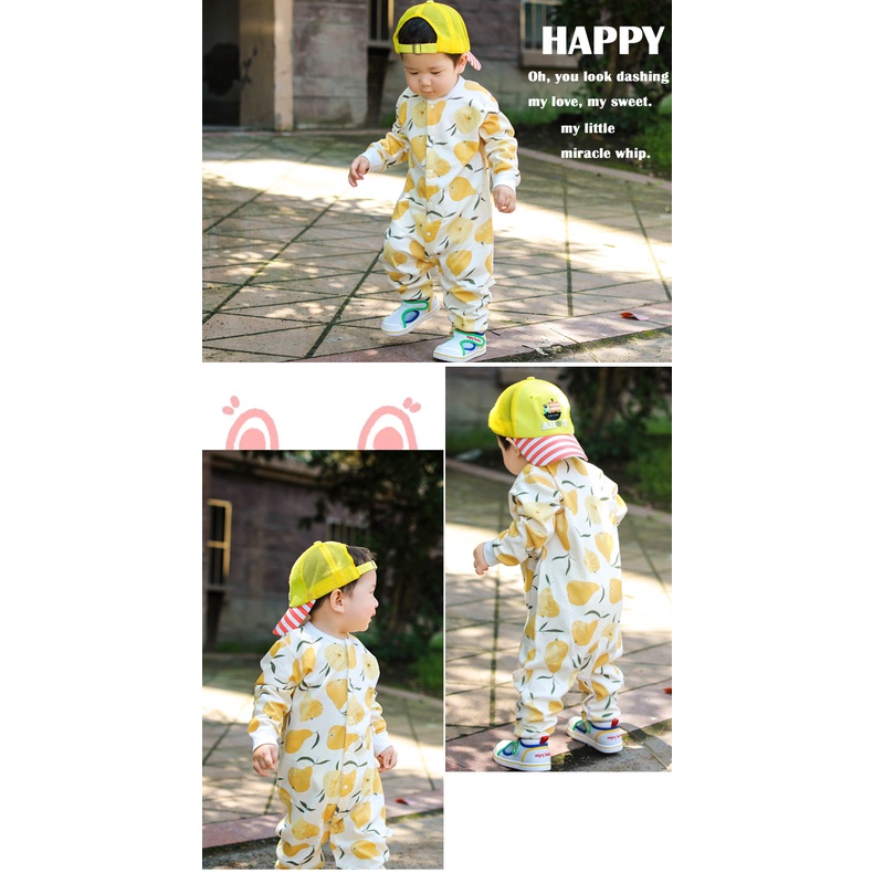 Áo liền quần Cotton DàI Tay In HìNh One Piece Cho Bé (0-24 TháNg)
